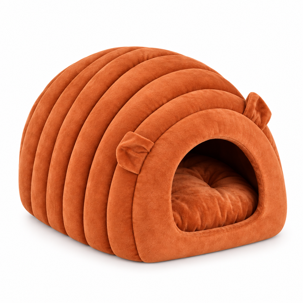 Niche douillette en forme de tunnel pour chat