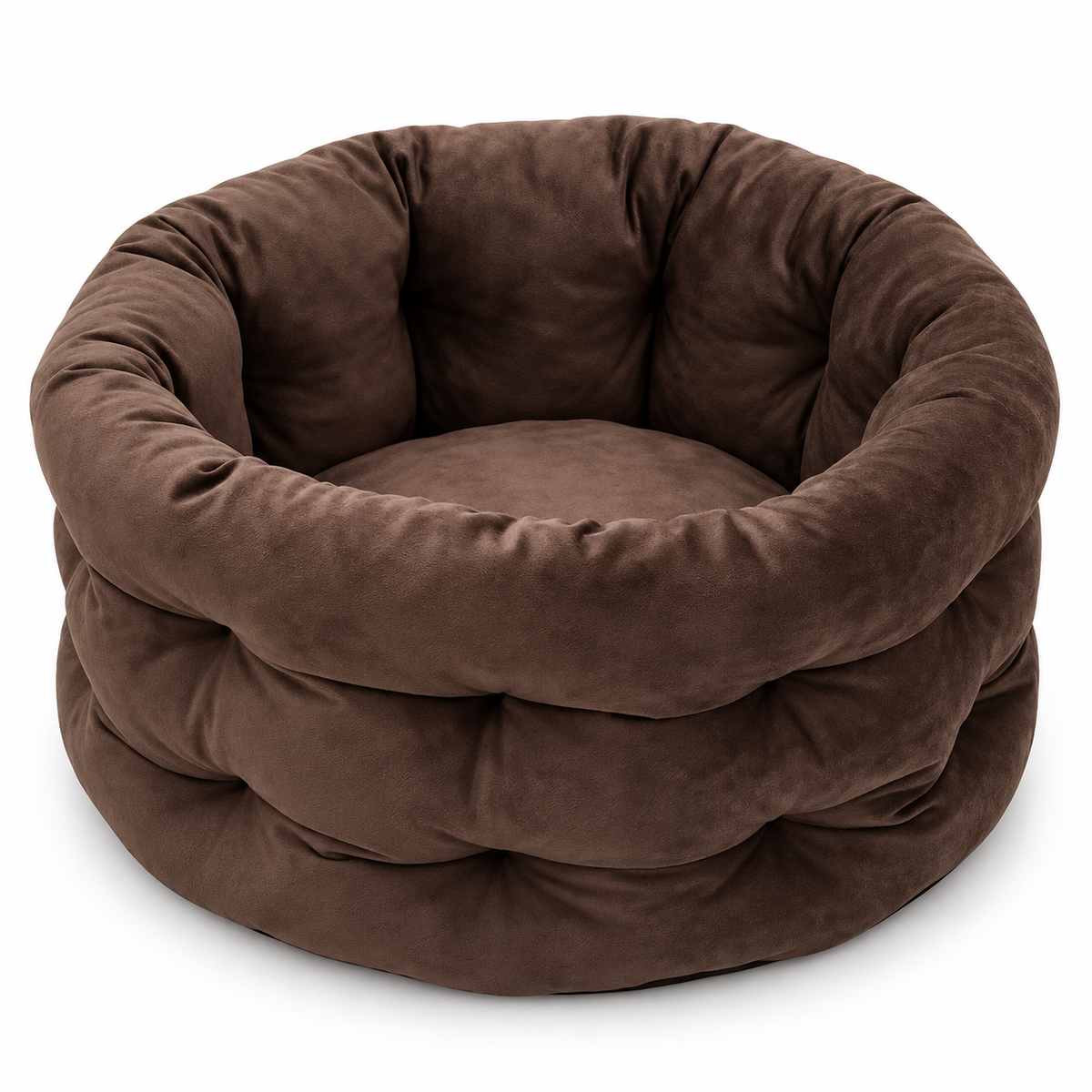 Panier rond chauffant en velours pour chat et chien