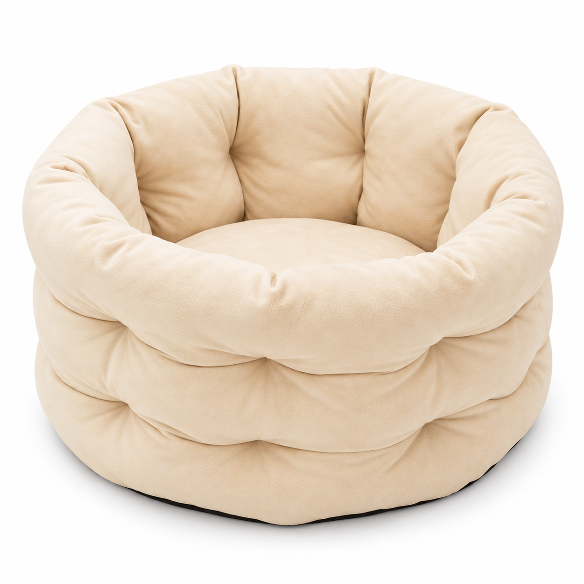 Panier rond chauffant en velours pour chat et chien