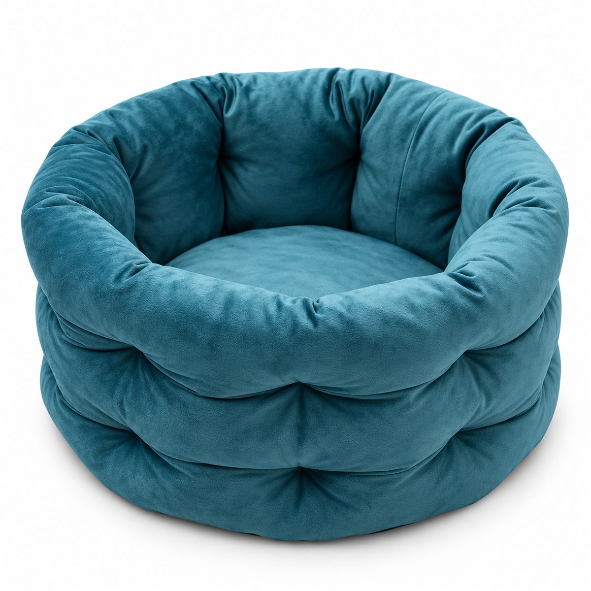 Panier rond chauffant en velours pour chat et chien