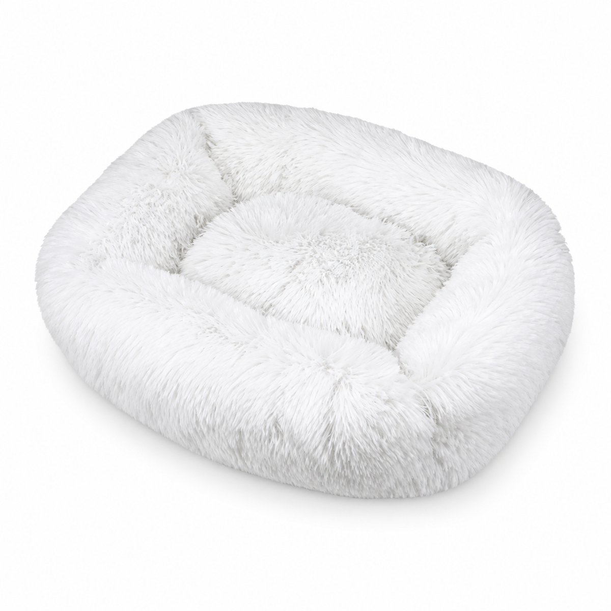 Panier carré en peluche longue pour chat et chien