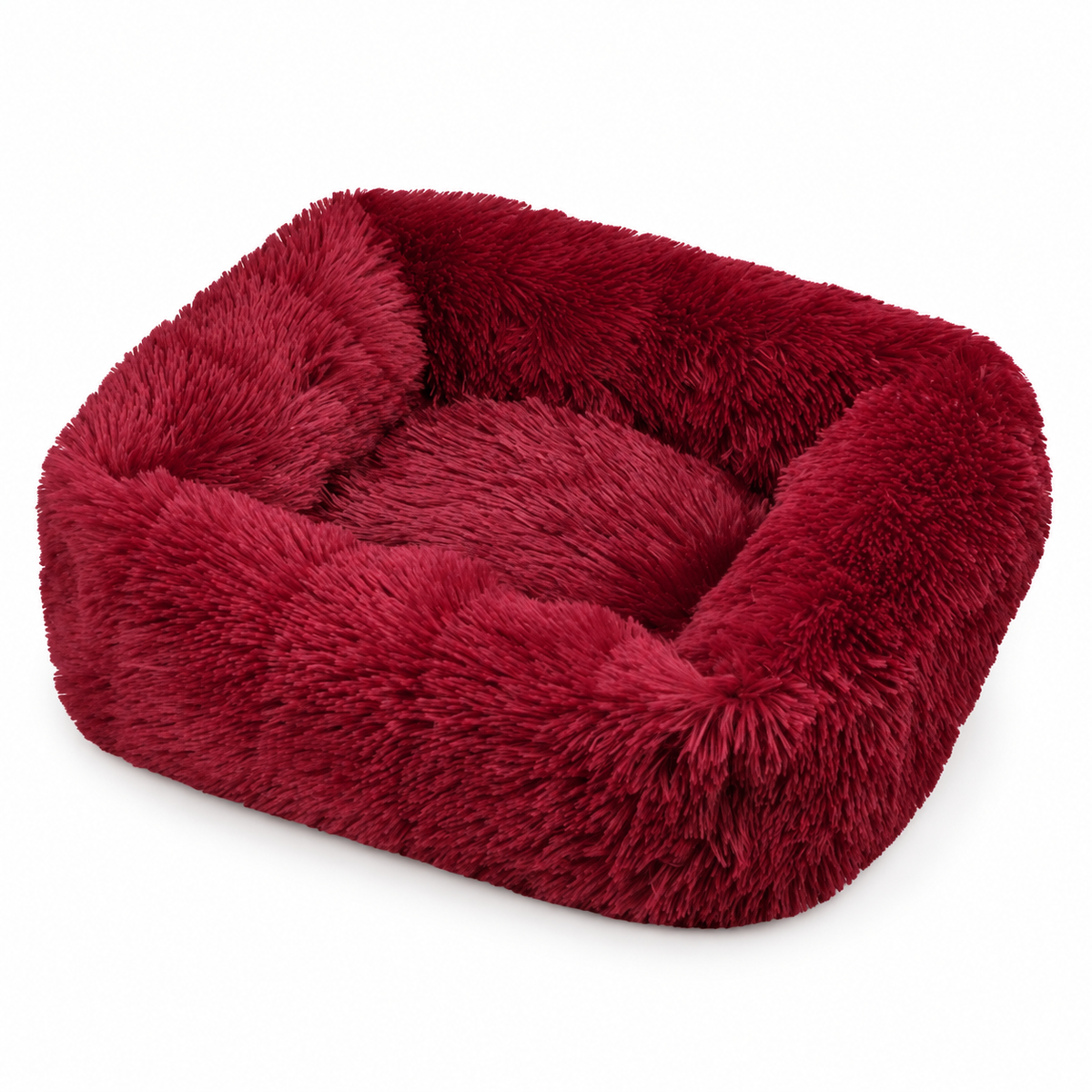 Panier carré en peluche longue pour chat et chien