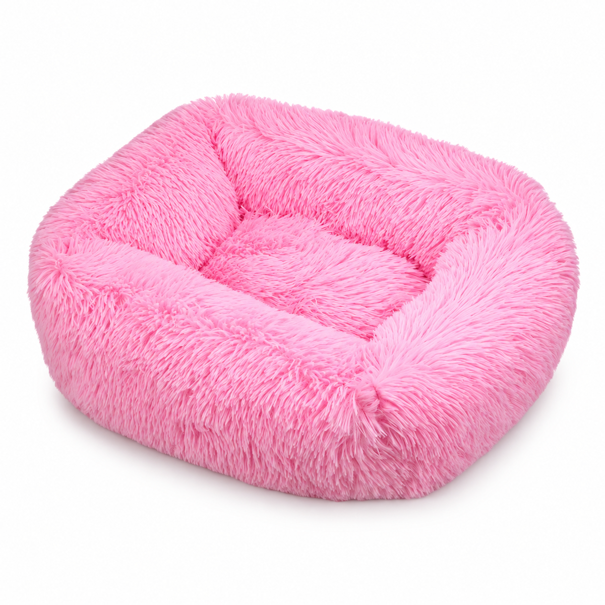 Panier carré en peluche longue pour chat et chien