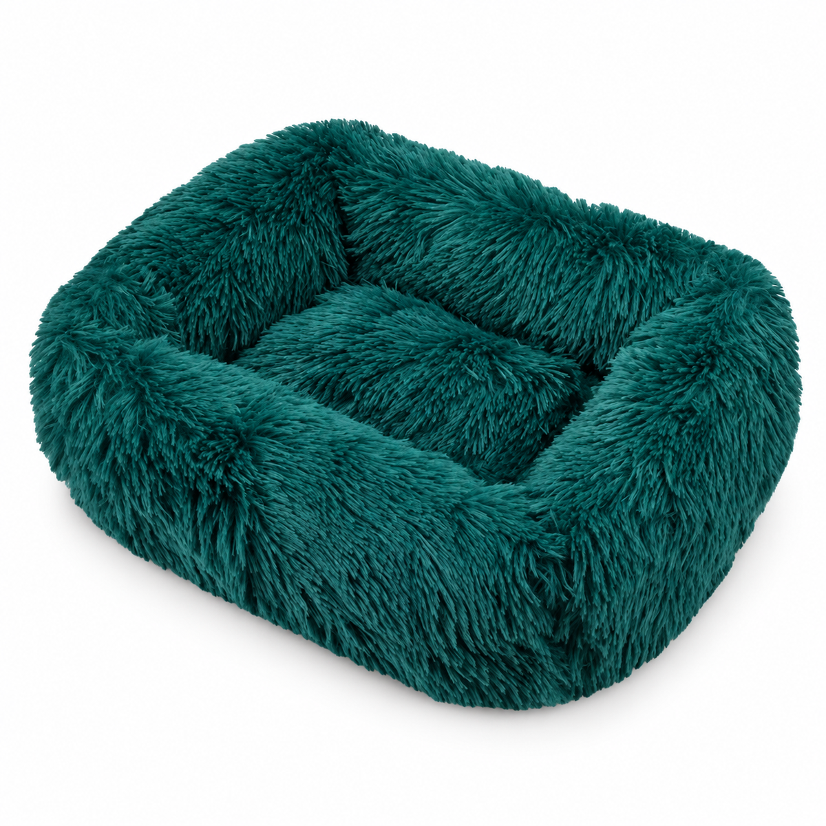 Panier carré en peluche longue pour chat et chien