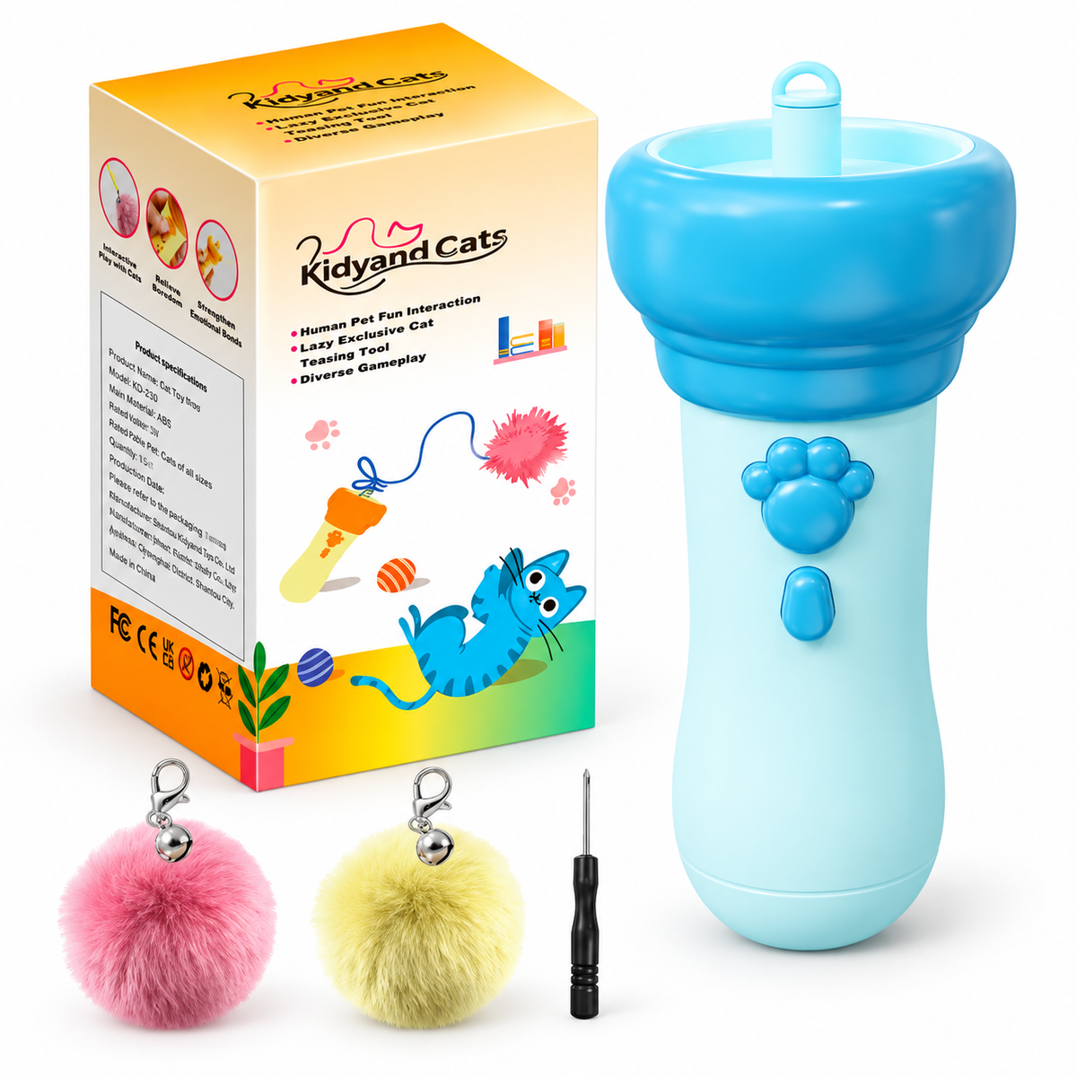 Jouet électrique à pompons rétractables pour chat