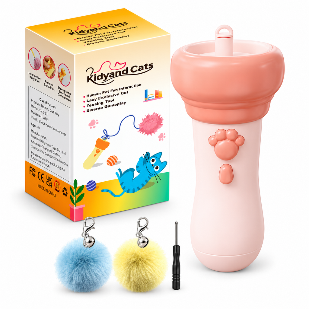 Jouet électrique à pompons rétractables pour chat