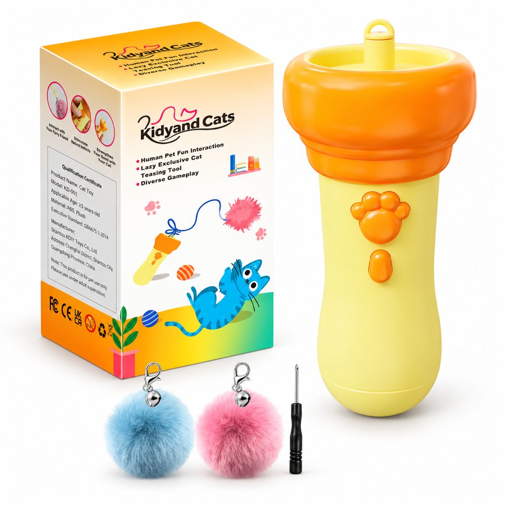 Jouet électrique à pompons rétractables pour chat