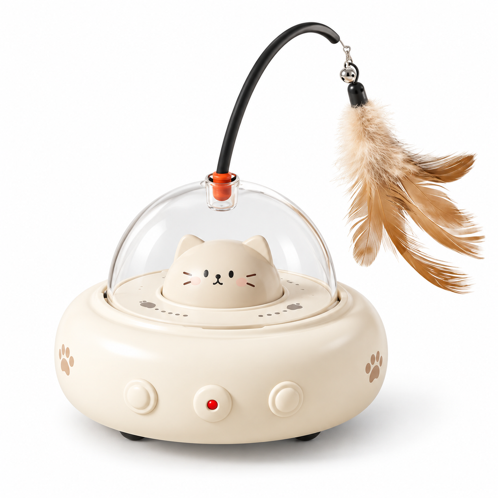 Jouet automatique 3-en-1 avec plume et laser pour chat