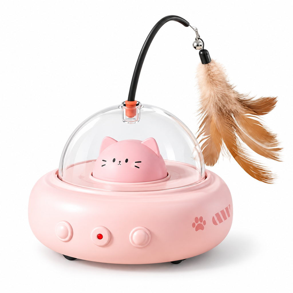 Jouet automatique 3-en-1 avec plume et laser pour chat