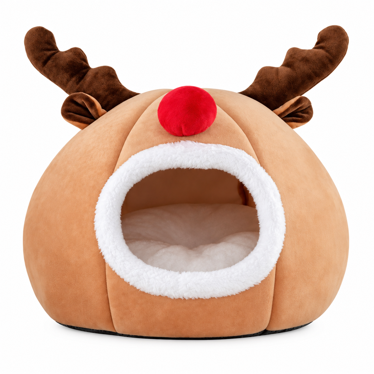 Niche de Noël en forme de renne pour chat et petit chien