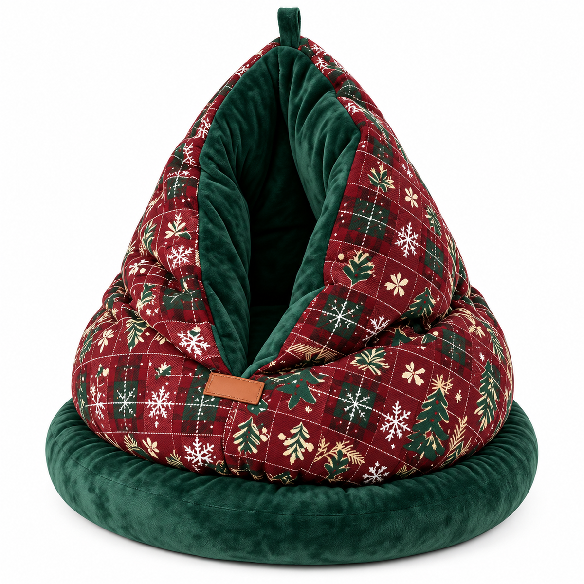 Lit cocon de Noël pour chat avec coussin amovible
