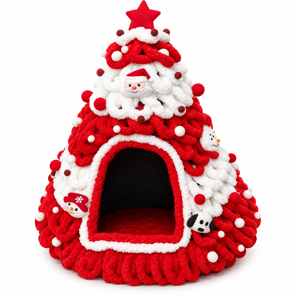 Niche pour chat en forme de sapin de Noël