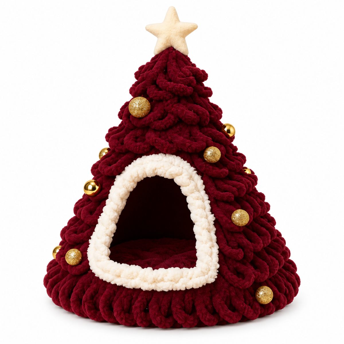Niche pour chat en forme de sapin de Noël