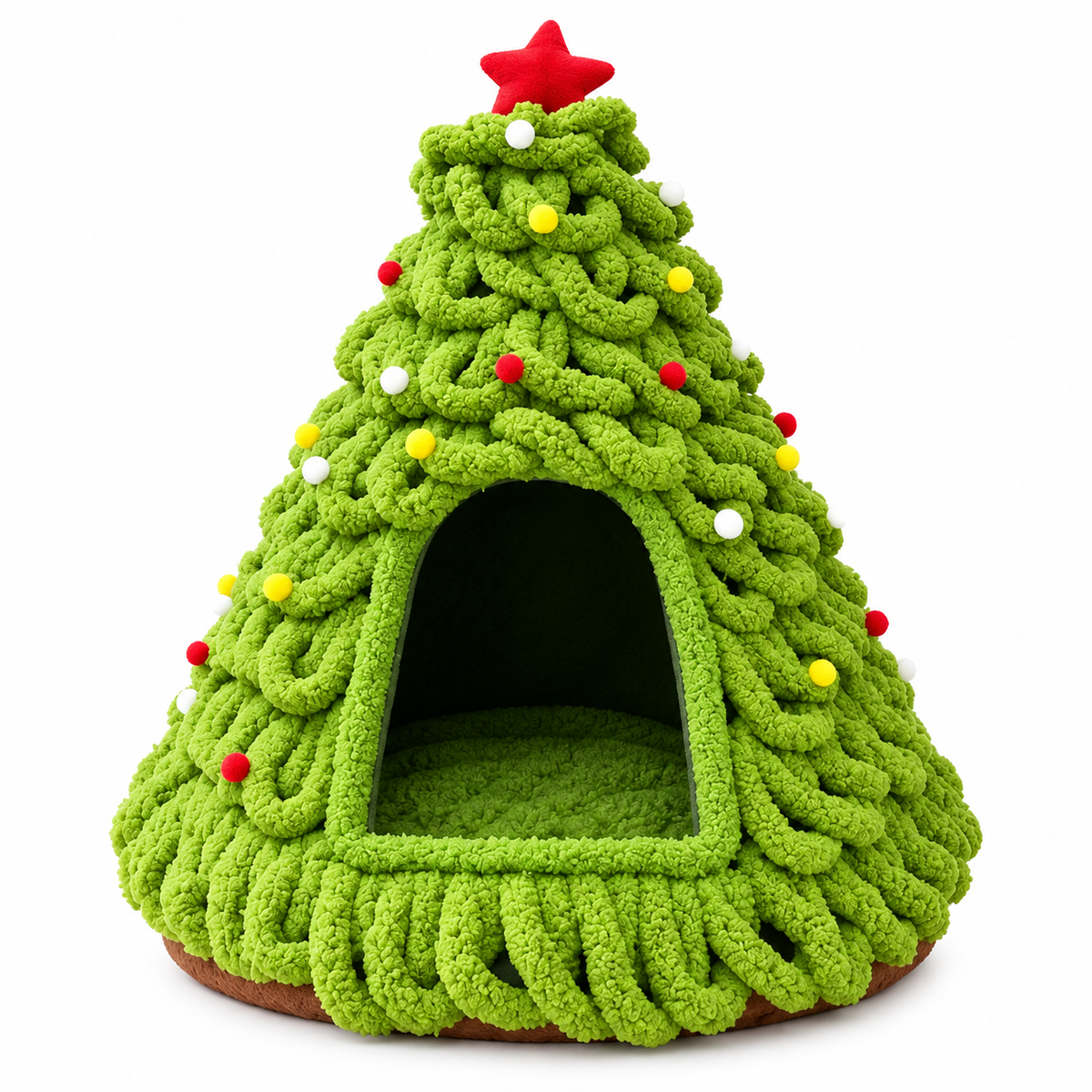 Niche pour chat en forme de sapin de Noël