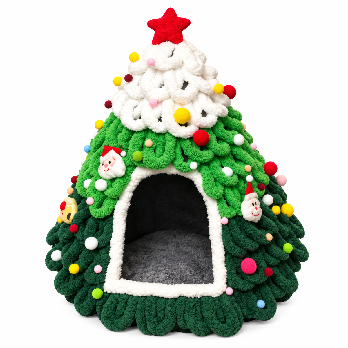 Niche pour chat en forme de sapin de Noël