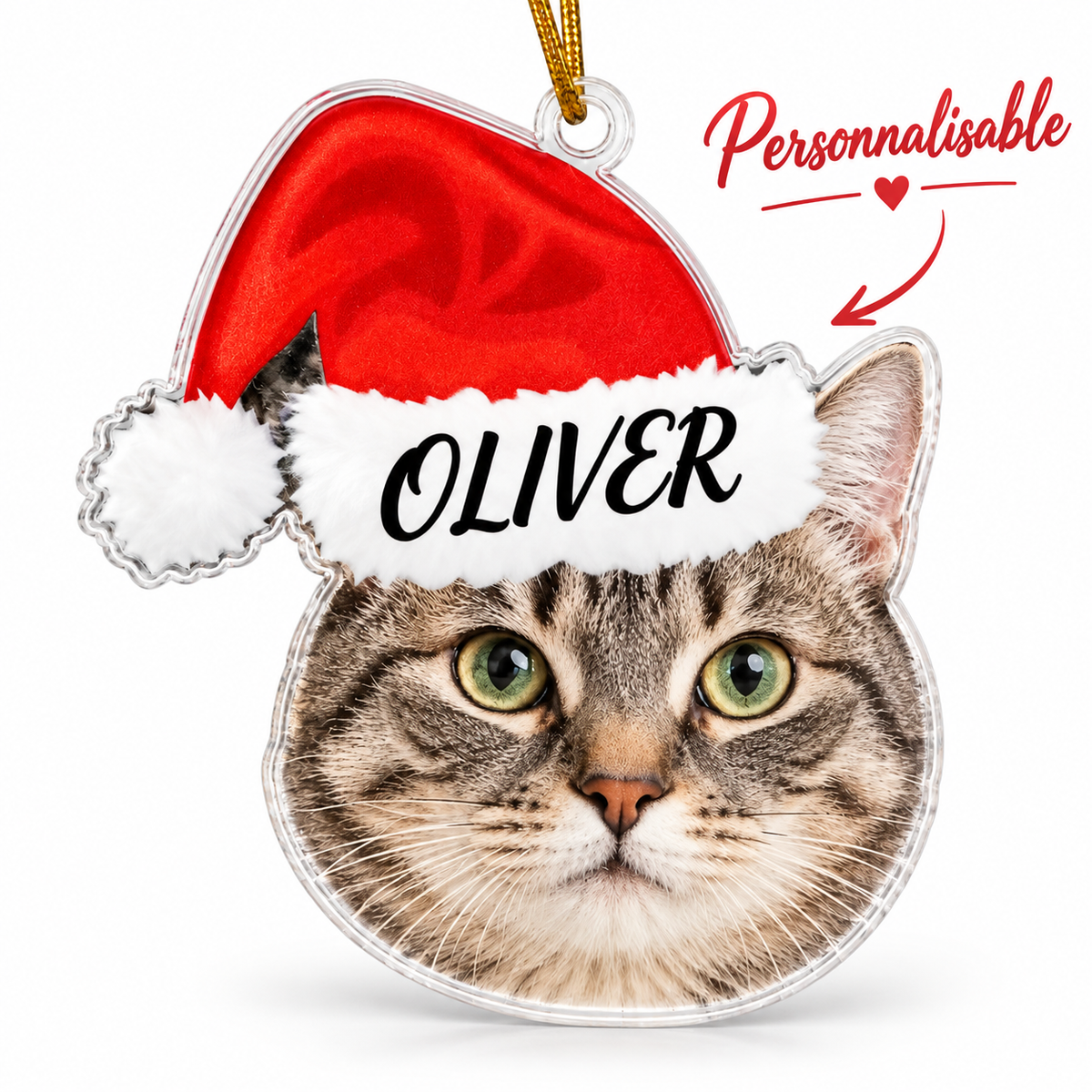 Décoration de Noël personnalisée avec photo et nom de votre animal