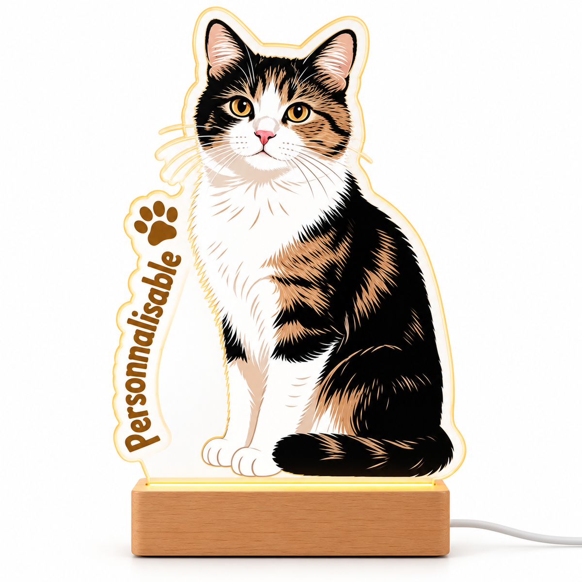 Lampe LED personnalisée avec photo et texte de votre animal
