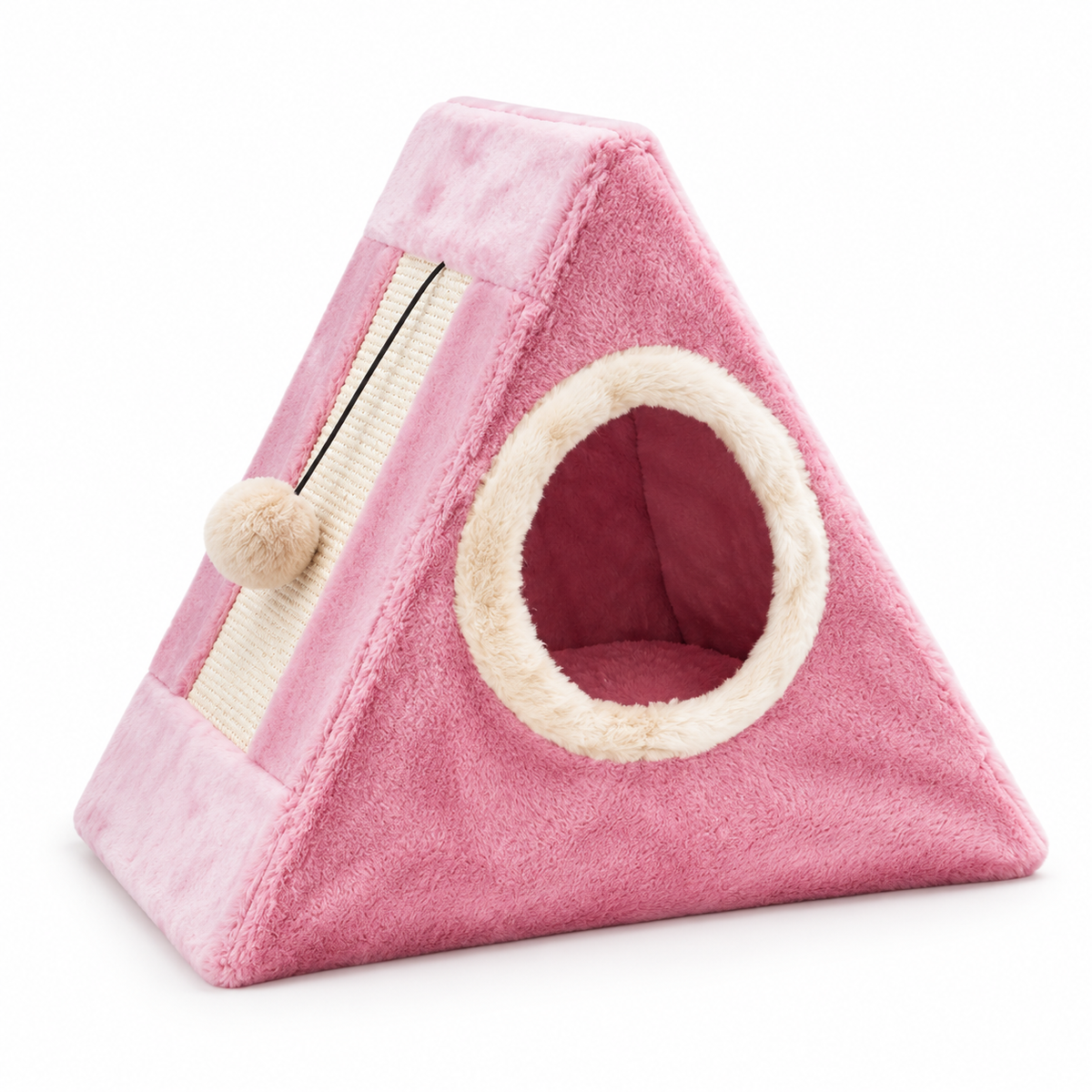 Niche triangulaire pour chat en bois massif avec griffoir