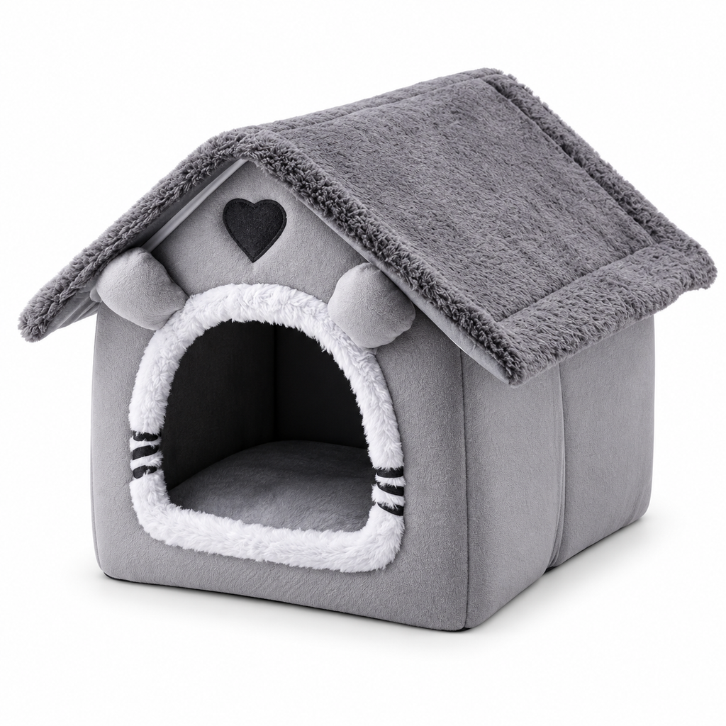 Maisonnette douillette pour chat en polyester et peluche