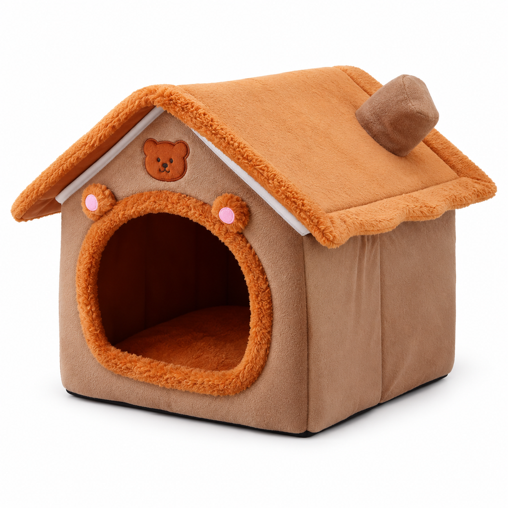 Maisonnette douillette pour chat en polyester et peluche