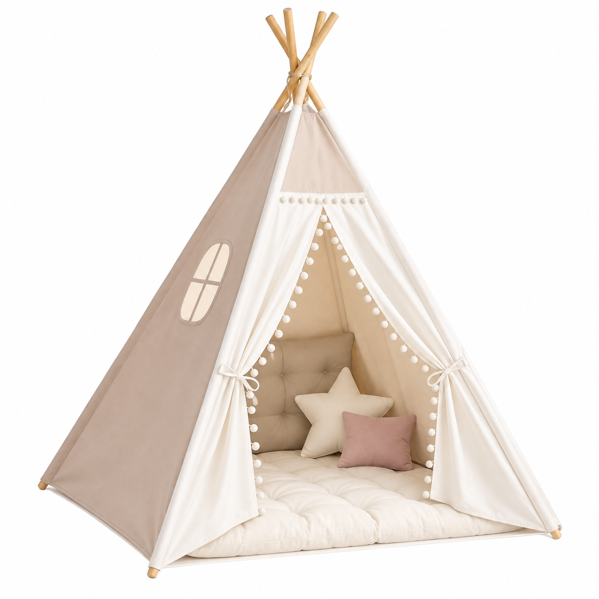 Tipi pliable pour chat en polyester et bois