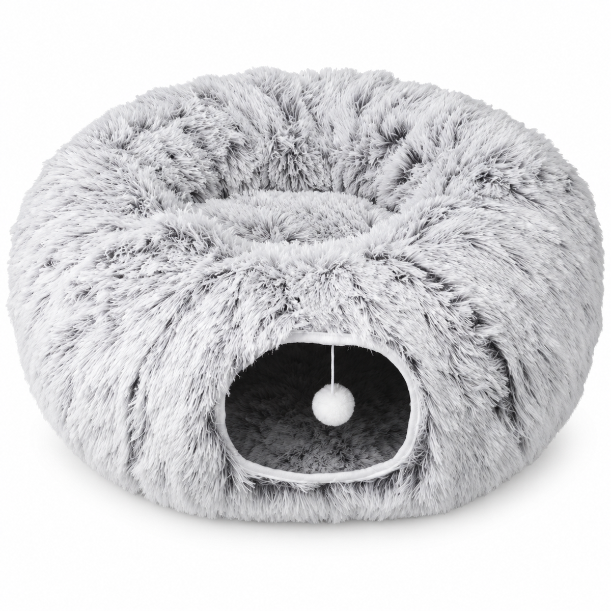 Lit tunnel modulable pour chat en peluche grise