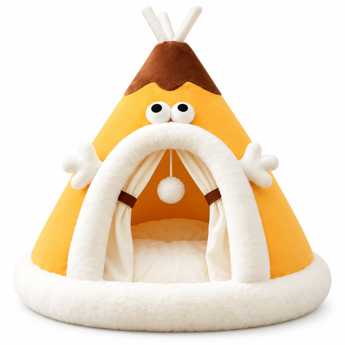 Lit tipi pour chat en peluche avec coussin douillet