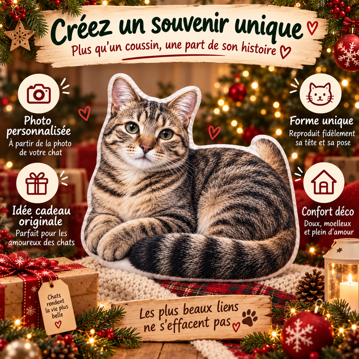 Personalized pillow with a photo of your cat or dog