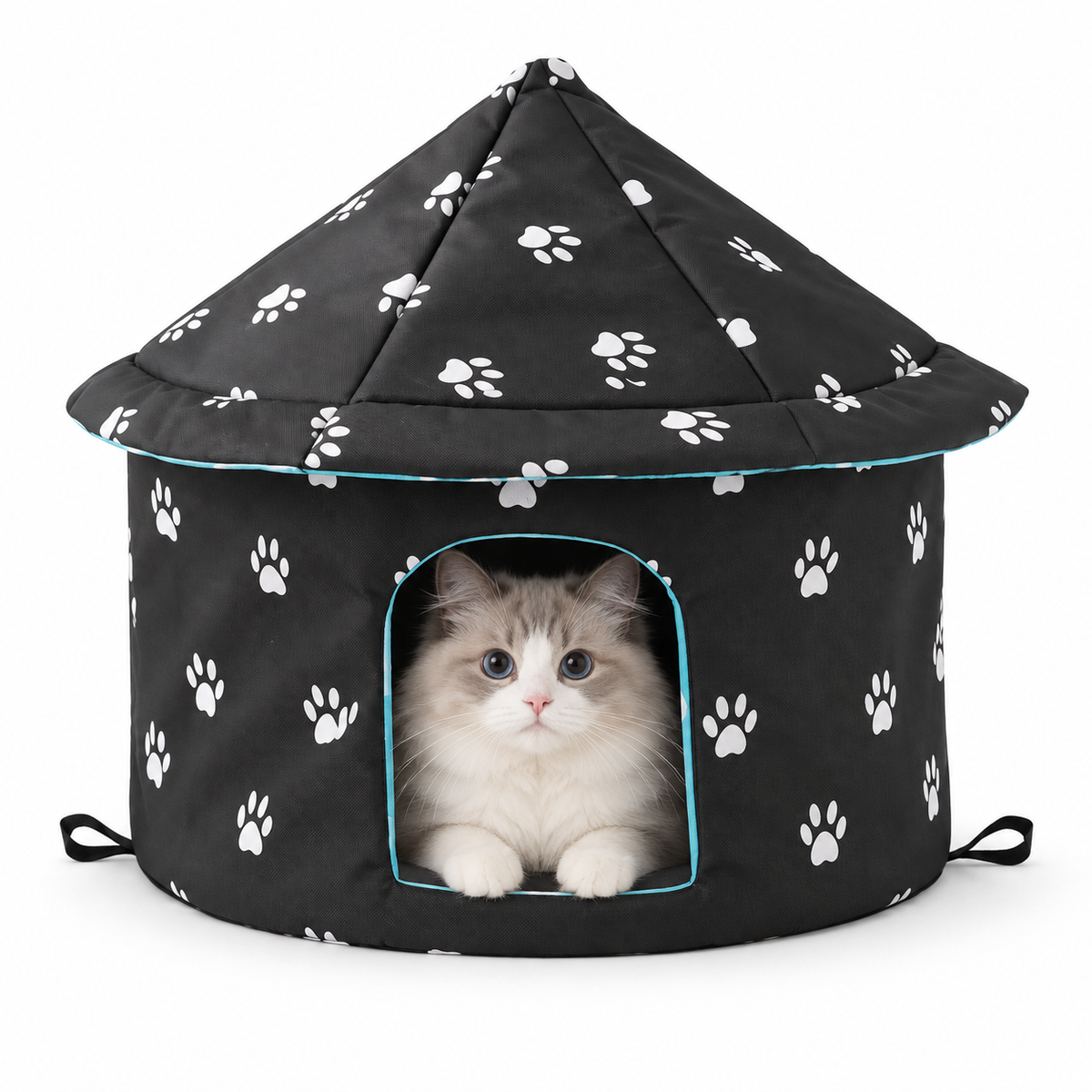 Niche d’extérieur ronde et pliable pour chat en tissu Oxford