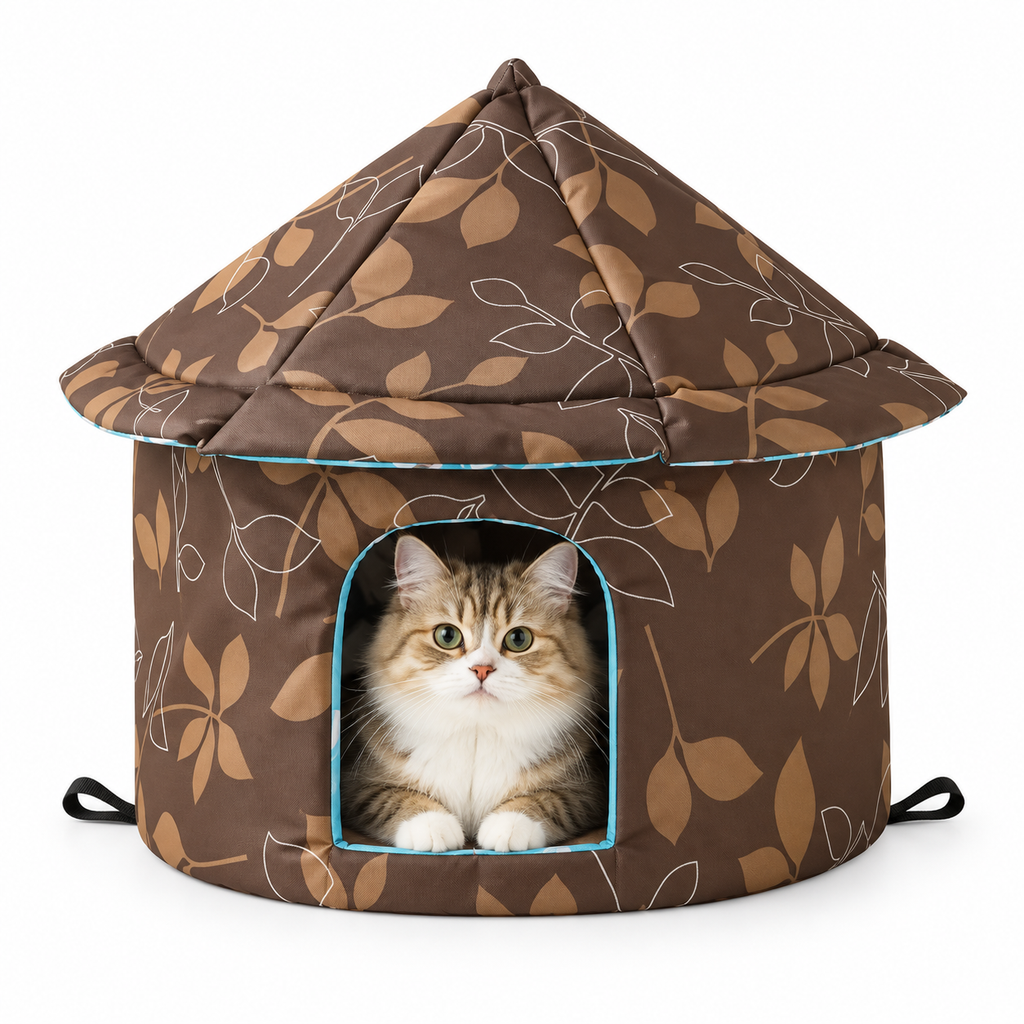 Niche d’extérieur ronde et pliable pour chat en tissu Oxford