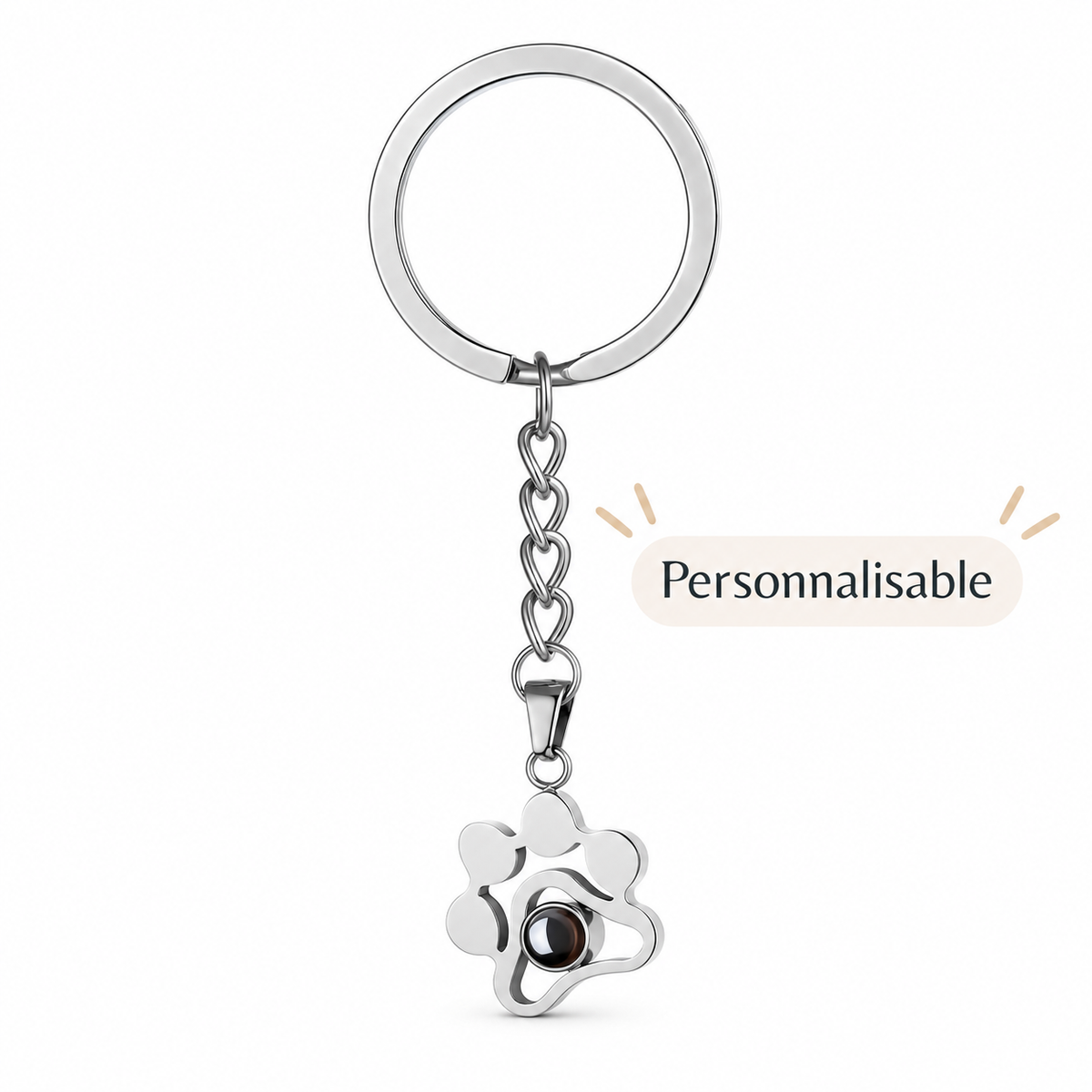 Porte-clés patte personnalisé avec photo de votre animal