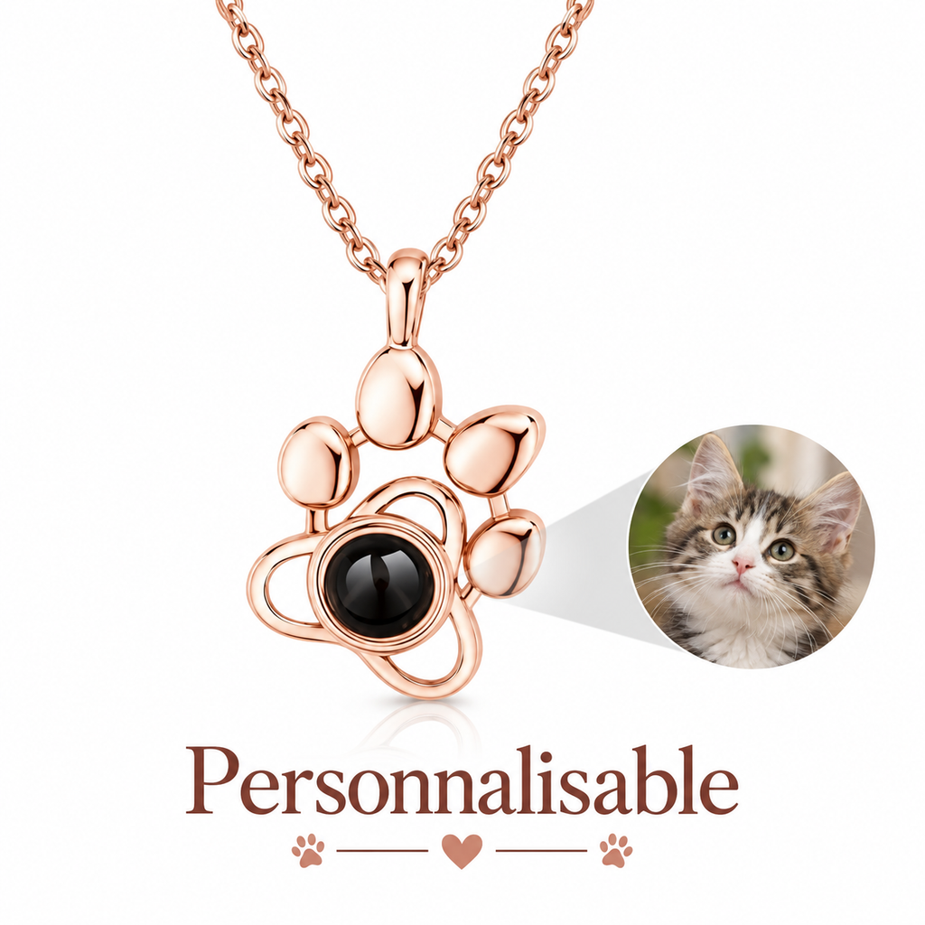 Collier cœur et patte personnalisé avec photo et prénom de votre animal