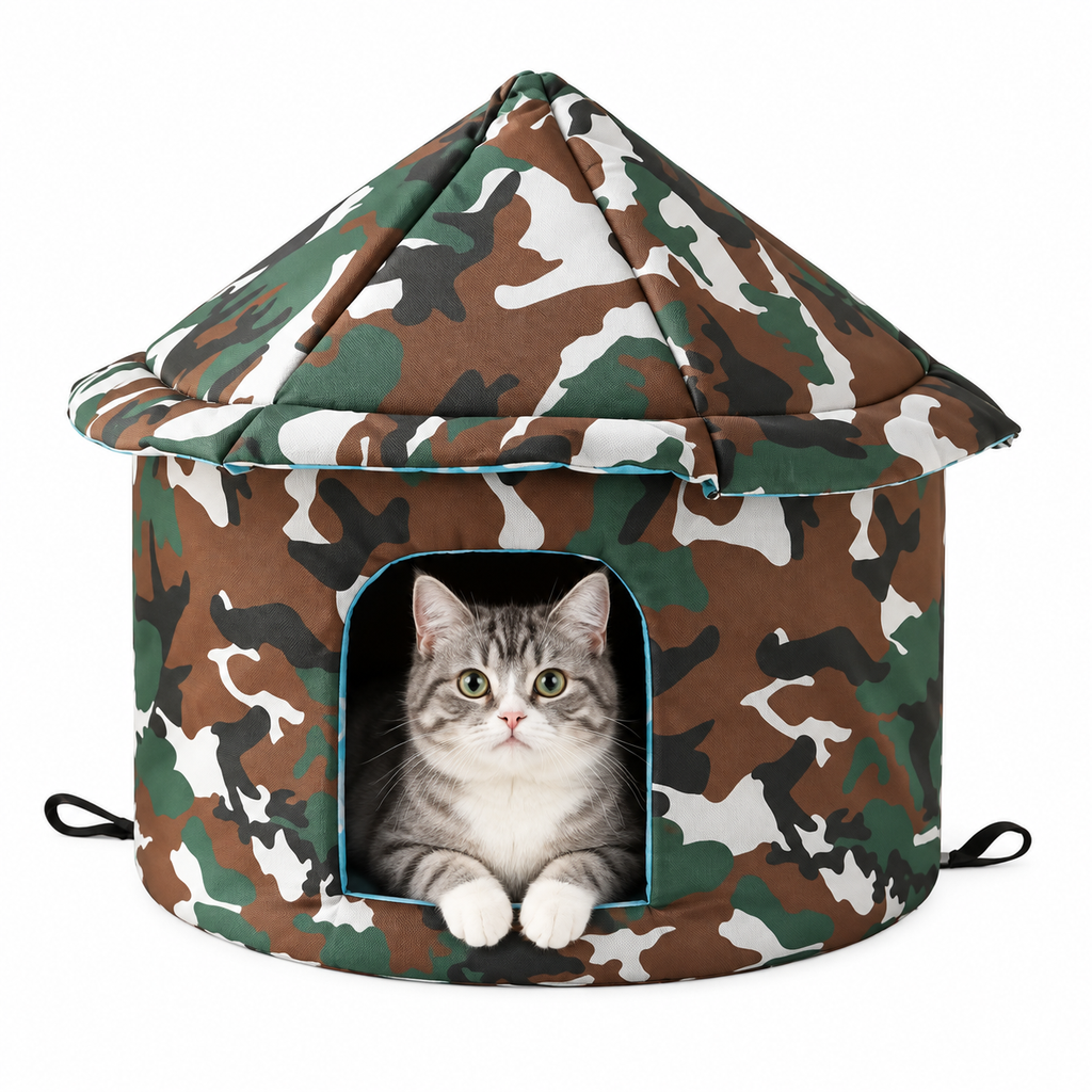 Niche d’extérieur ronde et pliable pour chat en tissu Oxford