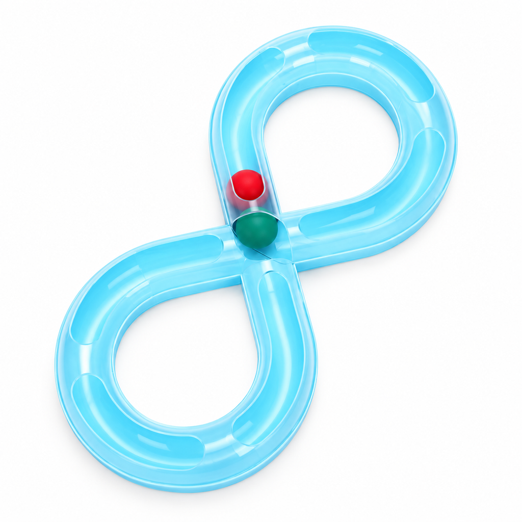 Circuit orbital en forme de 8 avec balles pour chat