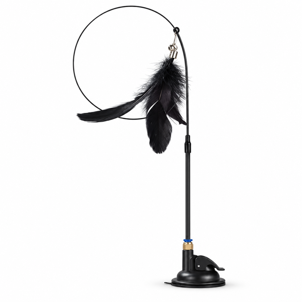 Jouet interactif à plumes avec ventouse pour chat